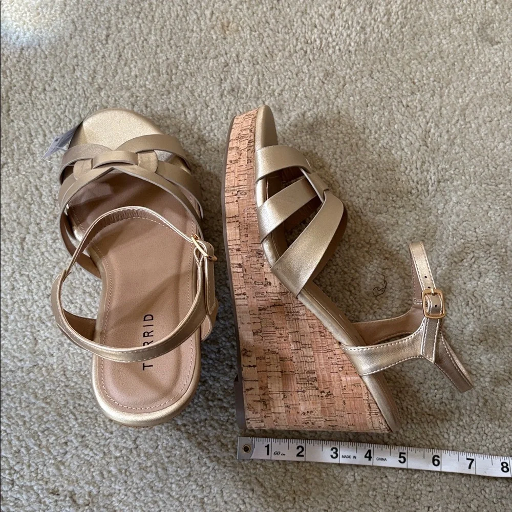 Torrid Gold Cork Wedge Sandals - Women's Size 8.5
